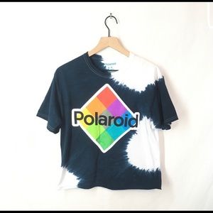 navy blue polaroid tie dye shirt